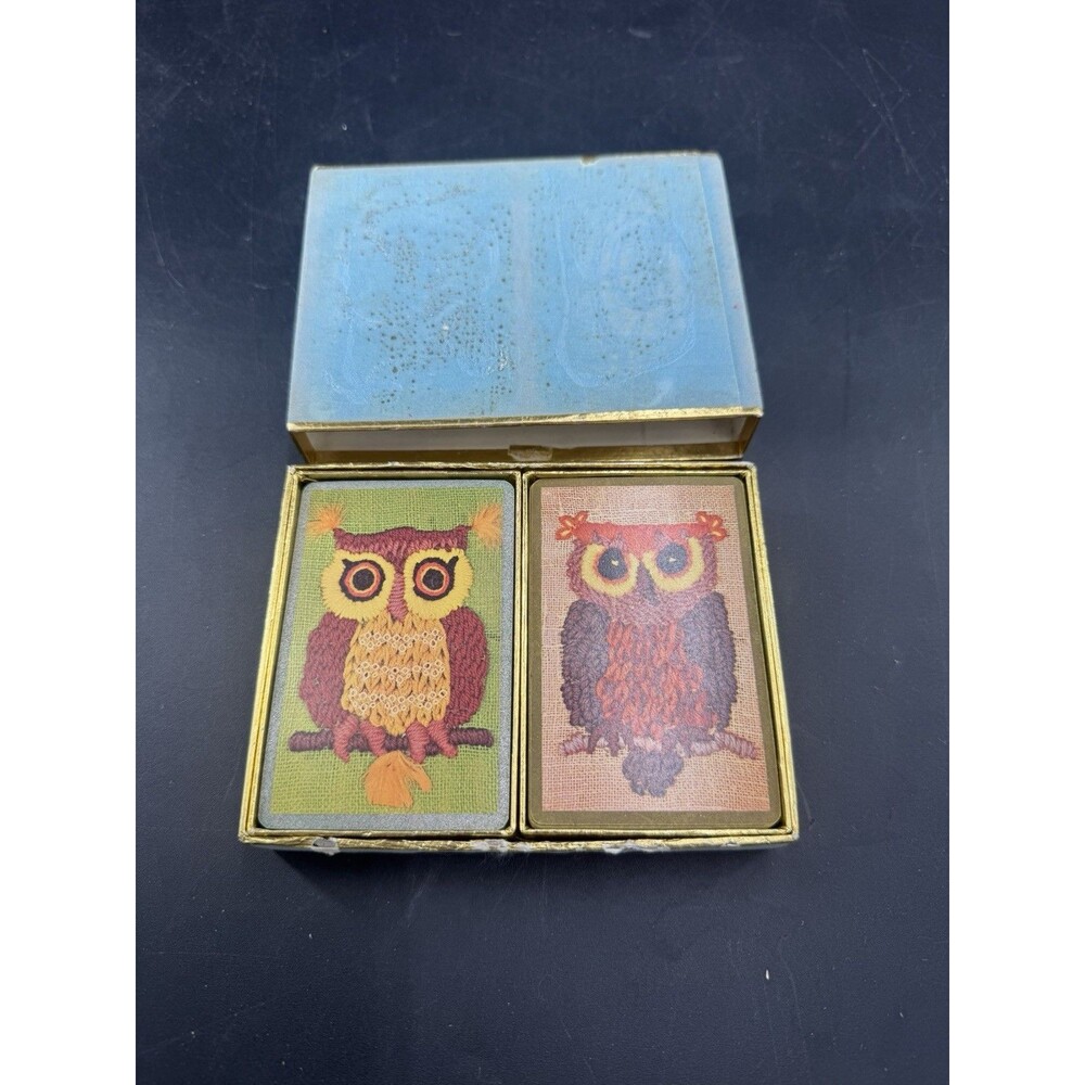 VTG Congress OWLS Souvenir 2 Decks Pinochle Playing Cards Original Box